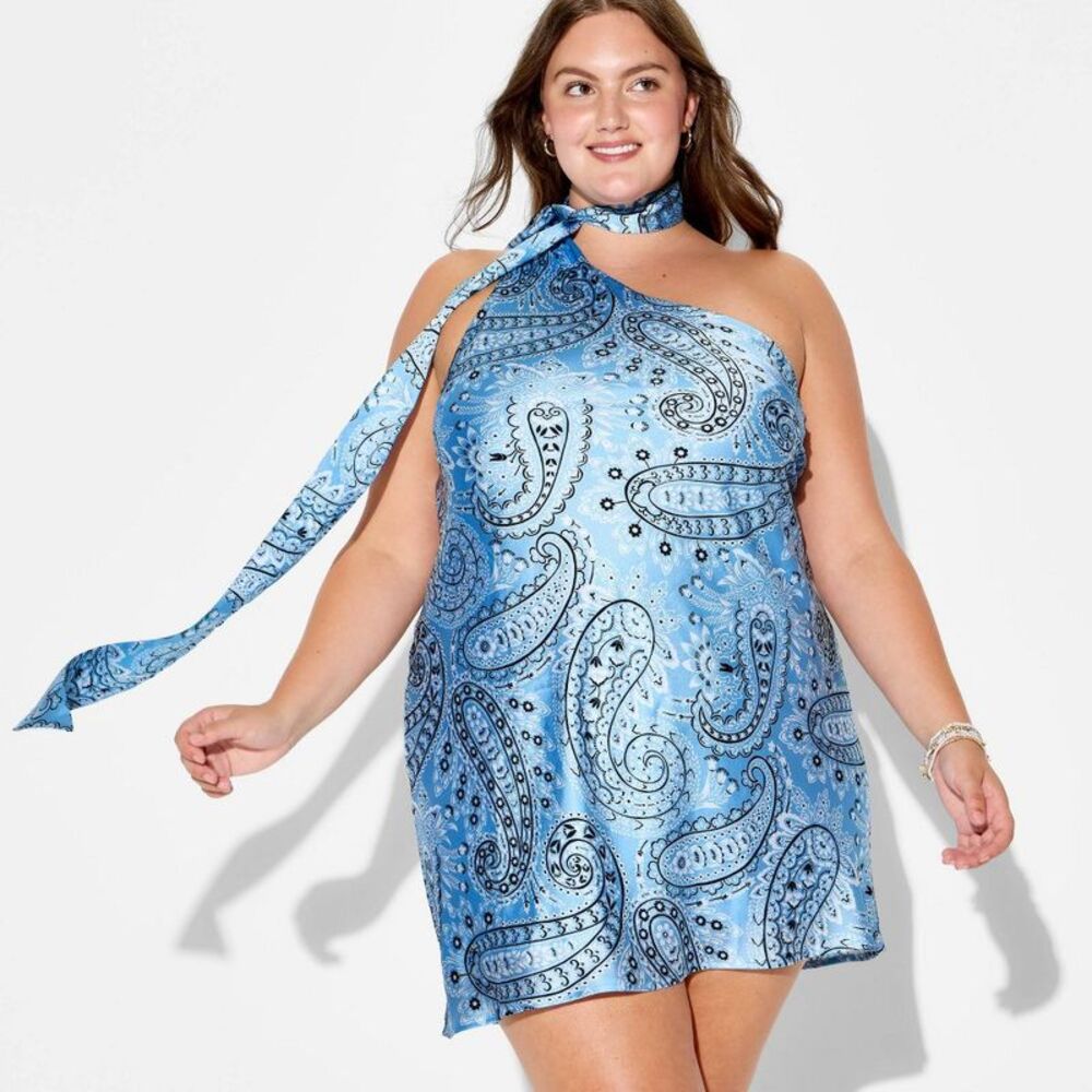 Women's Mini Scarf Dress - Wild Fable Light Blue Paisley 1X